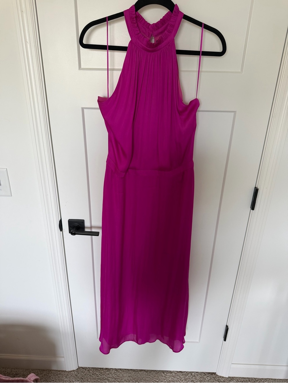 NWT Banana Republic Soft Satin Midi Dress Fuchsia Pink Tall 12 Halter $149